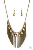 Paparazzi "Bragging Rights" Brass Necklace & Earring Set Paparazzi Jewelry