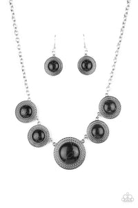 Paparazzi "Circle The Wagons" Black Necklace & Earring Set Paparazzi Jewelry