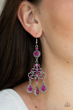 Paparazzi "Royal Renovation" Pink Rhinestone Silver Ornate Earrings Paparazzi Jewelry