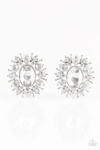 Paparazzi VINTAGE VAULT "Serious Star Power" White Post Earrings Paparazzi Jewelry