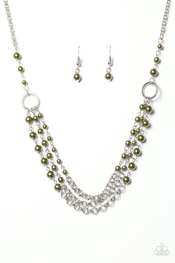 Paparazzi “Luxury Shimmer” Green Necklace & Earring Set Paparazzi Jewelry