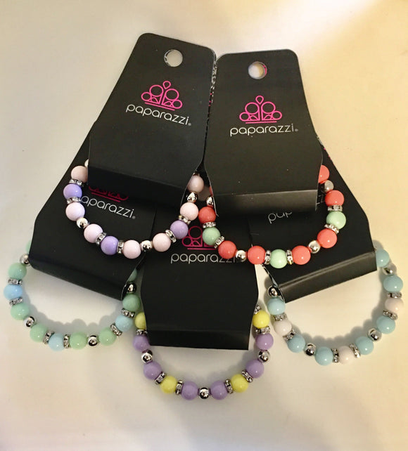 Girls Multi Starlet Shimmer Bracelets Blue Pink Purple Set of 5 Paparazzi Jewelry