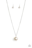 Paparazzi "The Grand Baller" White Pearl Silver Chain Necklace & Earring Set Paparazzi Jewelry