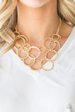 Paparazzi "Radiant Ringmaster" Gold Hammered Ring Necklace & Earring Set Paparazzi Jewelry