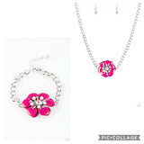 Paparazzi "Hibiscus Hula" Pink Necklace & Earring Set and "Polynesian Princess" Pink Bracelet Paparazzi Jewelry