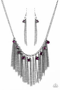 Paparazzi "In For The Long RUNWAY" Purple Necklace & Earring Set Paparazzi Jewelry