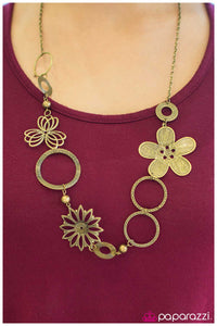 Paparazzi "In Full Bloom" Brass Necklace & Earring Set Paparazzi Jewelry