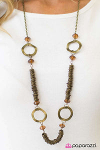 Paparazzi "In It to Win It" Brass Necklace & Earring Set Paparazzi Jewelry