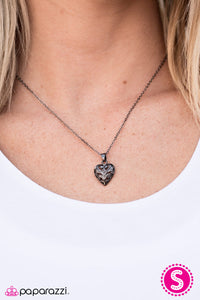 Paparazzi "Its HEART To Believe" Black Necklace & Earring Set Paparazzi Jewelry