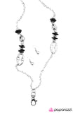 Paparazzi "Its Not Always Black and White" Black Lanyard Necklace & Earring Set Paparazzi Jewelry