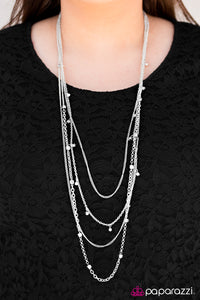 Paparazzi "Ive Been Blocked" Silver Necklace & Earring Set Paparazzi Jewelry