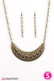 Paparazzi "Keep It Under Lock" Brass Necklace & Earring Set Paparazzi Jewelry