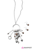 Paparazzi "Key Player" Brown Necklace & Earring Set Paparazzi Jewelry