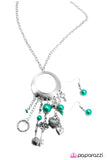 Paparazzi "Key Player" Green Necklace & Earring Set Paparazzi Jewelry