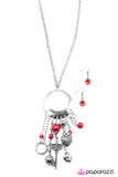 Paparazzi "Key Player" Red Necklace & Earring Set Paparazzi Jewelry