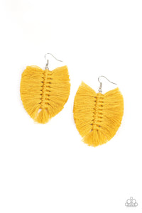 Paparazzi "Knotted Native" Yellow Earrings Paparazzi Jewelry