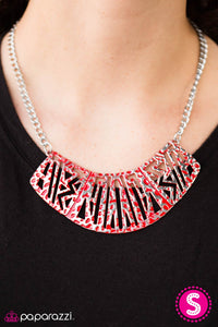 Paparazzi "Land Before Time" Red Necklace & Earring Set Paparazzi Jewelry