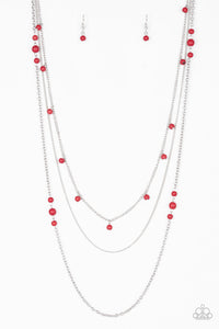 Paparazzi VINTAGE VAULT "Laying The Groundwork" Red Necklace & Earring Set Paparazzi Jewelry