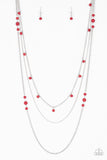 Paparazzi VINTAGE VAULT "Laying The Groundwork" Red Necklace & Earring Set Paparazzi Jewelry