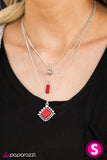 Paparazzi "Leave No SANDSTONE Unturned" Red Necklace & Earring Set Paparazzi Jewelry