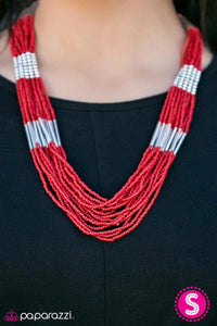 Paparazzi "Let It BEAD" Red 111XX Necklace & Earring Set Paparazzi Jewelry