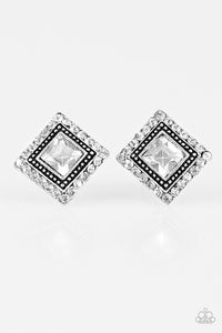 Paparazzi "Let Me Entertain You" White Post Earrings Paparazzi Jewelry