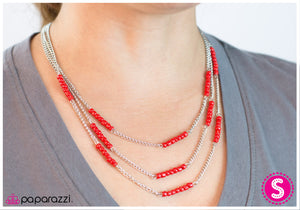 Paparazzi "Level the Playing Field" Red Necklace & Earring Set Paparazzi Jewelry