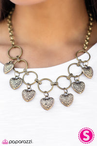 Paparazzi "LOCKET and Loaded" Brass Necklace & Earring Set Paparazzi Jewelry