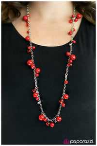 Paparazzi "Madame Bovary" Red Necklace & Earring Set Paparazzi Jewelry