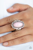 Paparazzi "Malibu Majestic" Pink Bead Scalloped Silver Ring Paparazzi Jewelry