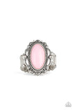 Paparazzi "Malibu Majestic" Pink Bead Scalloped Silver Ring Paparazzi Jewelry