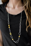 Paparazzi "Marvelously Modern" Yellow Necklace & Earring Set Paparazzi Jewelry