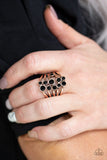 Paparazzi "Meet In The Middle" Copper Black Rhinestone Layered Bands Ring Paparazzi Jewelry