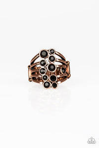 Paparazzi "Meet In The Middle" Copper Black Rhinestone Layered Bands Ring Paparazzi Jewelry