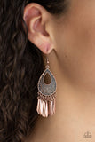 Paparazzi "Metallic Funk" Copper Textured Teardrop Fringe Earrings Paparazzi Jewelry