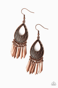 Paparazzi "Metallic Funk" Copper Textured Teardrop Fringe Earrings Paparazzi Jewelry