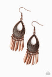 Paparazzi "Metallic Funk" Copper Textured Teardrop Fringe Earrings Paparazzi Jewelry