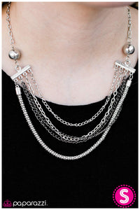 Paparazzi "Metallic Mai Tai" Silver Necklace & Earring Set Paparazzi Jewelry