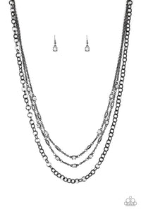 Paparazzi "Metro Mixer" Black Necklace & Earring Set Paparazzi Jewelry