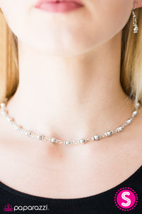 Paparazzi "Metro Rhythm" Silver Choker Necklace & Earring Set Paparazzi Jewelry