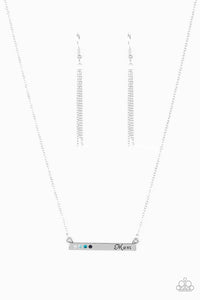 Paparazzi "Moms Do It Better" Blue Ombre Rhinestone Silver Plate Necklace & Earring Set Paparazzi Jewelry