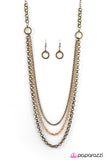 Paparazzi "Moto Movement" Brass Necklace & Earring Set Paparazzi Jewelry