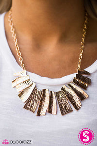 Paparazzi "My Cave, My Rules! - Gold" Necklace & Earring Set Paparazzi Jewelry