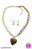 Paparazzi "My Heart Is Set On You" Brass/Brown Necklace & Earring Set Paparazzi Jewelry