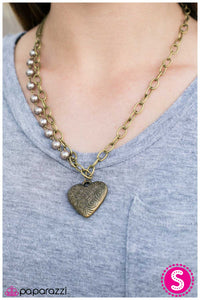 Paparazzi "My Heart Is Set On You" Brass/Brown Necklace & Earring Set Paparazzi Jewelry