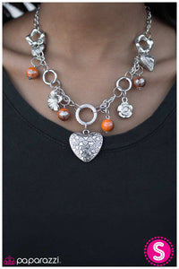 Paparazzi "Never Been Kissed" Orange Necklace & Earring Set Paparazzi Jewelry