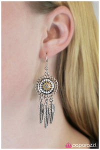 Paparazzi "Not All Who Wander... - Yellow" earring Paparazzi Jewelry