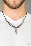 Paparazzi "Off With His ARROWHEAD" Brown Silver Metallic Bead Arrowhead Urban Unisex Necklace Paparazzi Jewelry