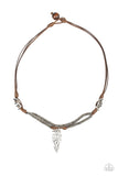 Paparazzi "Off With His ARROWHEAD" Brown Silver Metallic Bead Arrowhead Urban Unisex Necklace Paparazzi Jewelry