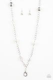 Paparazzi "Only For Special Occasions" White Pearl Silver Lanyard Necklace & Earring Set Paparazzi Jewelry